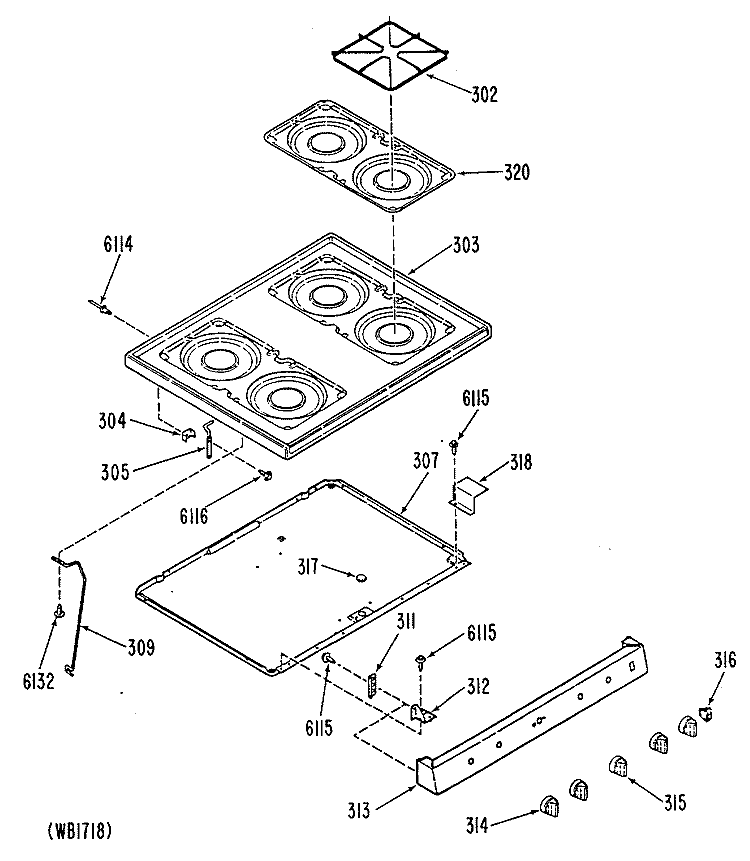 Section Diagram and Parts List for JGBC15GEK1  General Electric Range