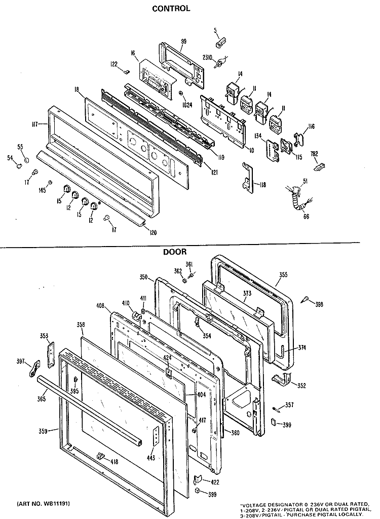 CONTROL Diagram and Parts List for JKP39G*K2  General Electric Wall Oven