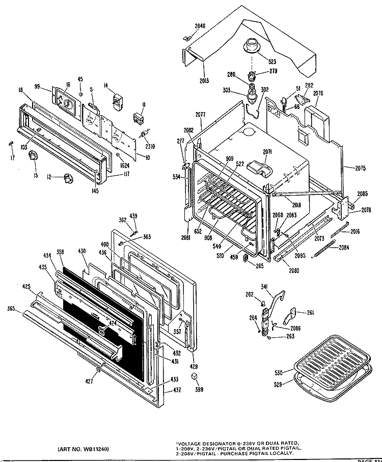 UPPER OVEN PARTS Diagram and Parts List for JKS26G*J4  General Electric Wall Oven