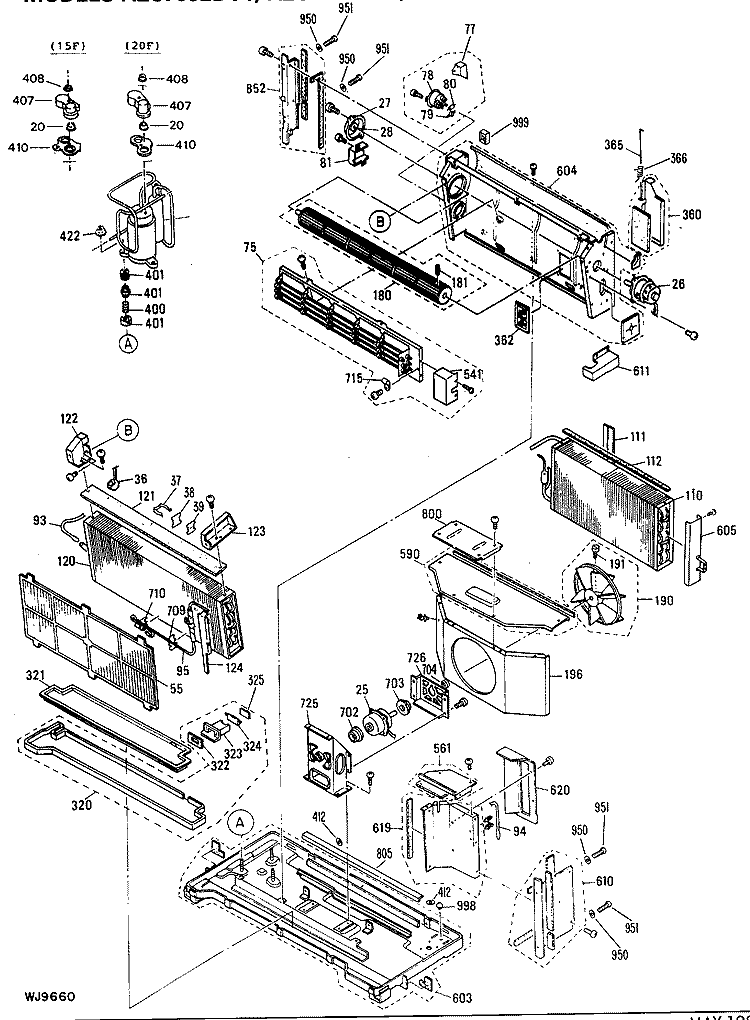 Section Diagram and Parts List for AZC715EDV1  General Electric Air Conditioner