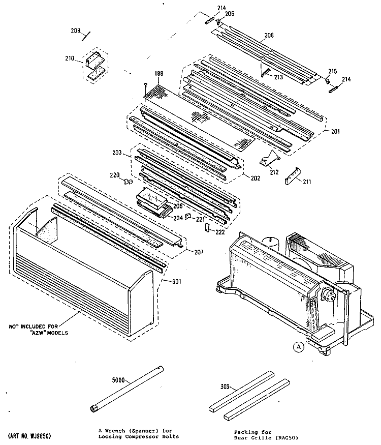 Section Diagram and Parts List for AZC706EDV1  General Electric Air Conditioner