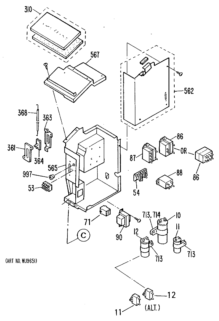 Section Diagram and Parts List for AZR212EDV3  General Electric Air Conditioner