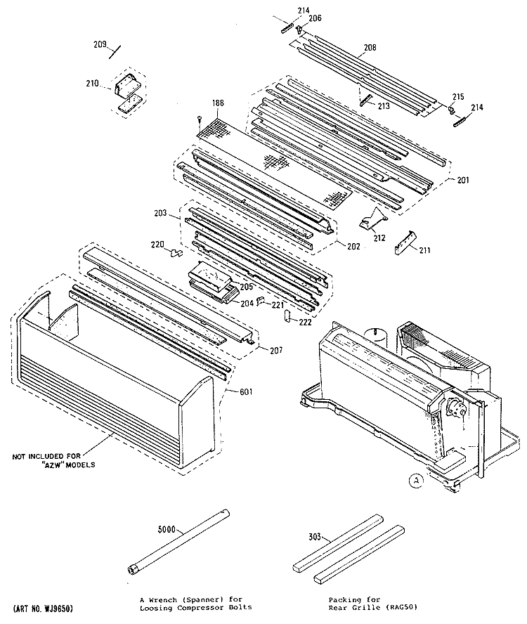 Section Diagram and Parts List for AZR315EDV2  General Electric Air Conditioner