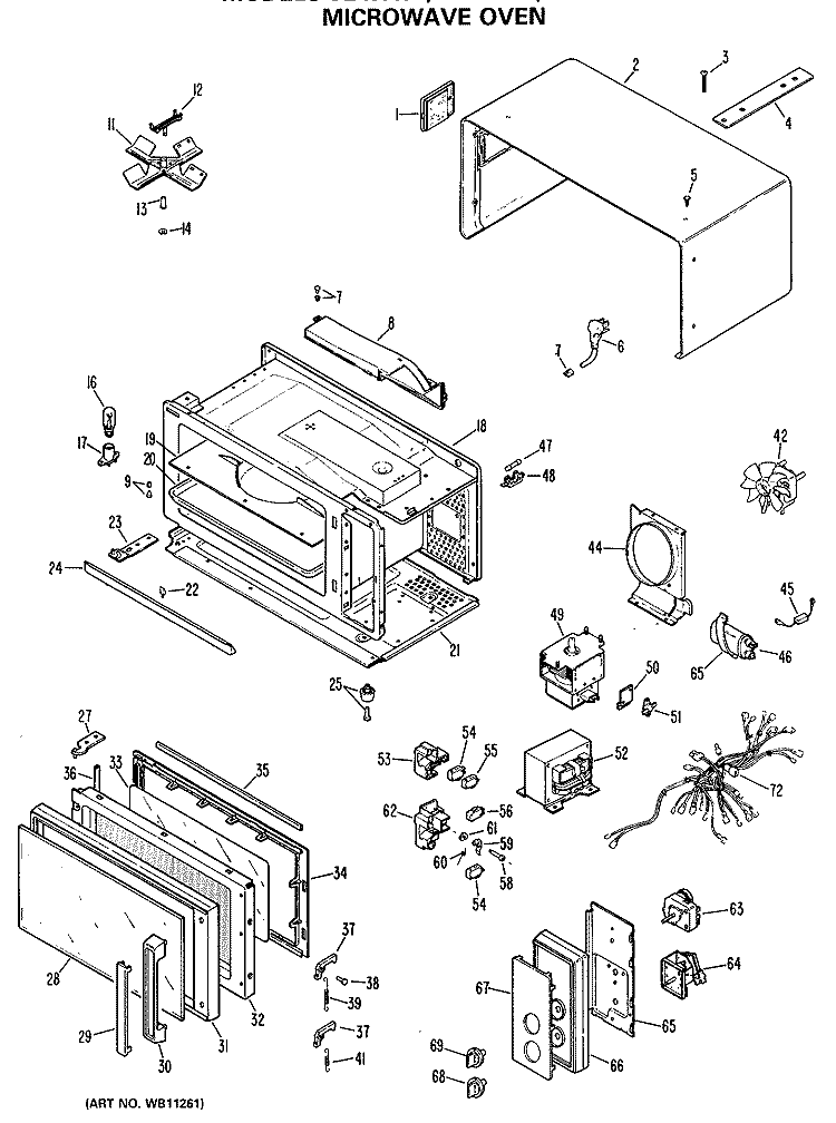 MICROWAVE OVEN Diagram and Parts List for JE47A02  General Electric Microwave