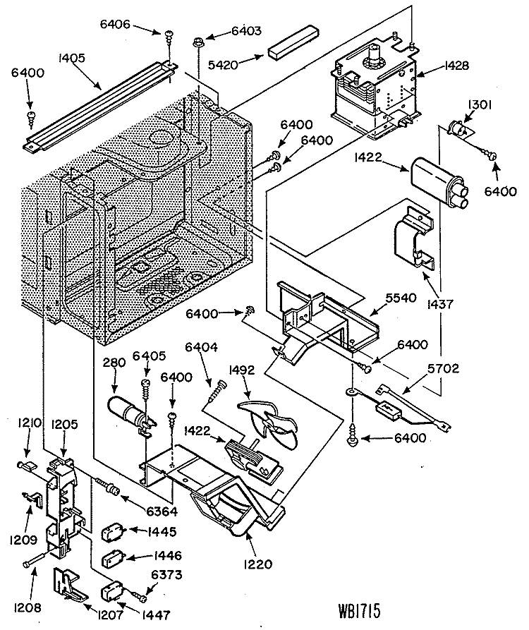 Section Diagram and Parts List for JE80T01  General Electric Microwave