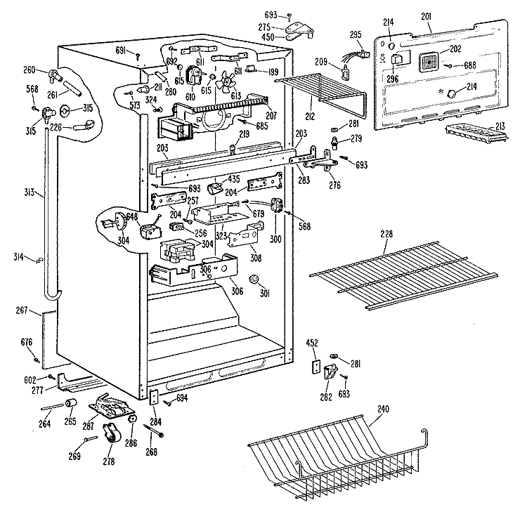 Section Diagram and Parts List for TBX18LLGRWH  General Electric Refrigerator