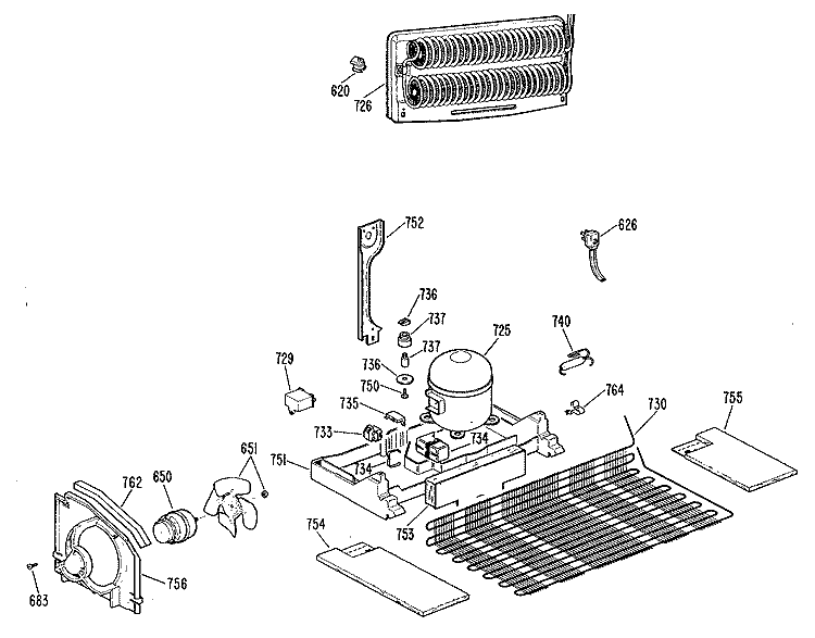 Section Diagram and Parts List for TBX18LLGRWH  General Electric Refrigerator