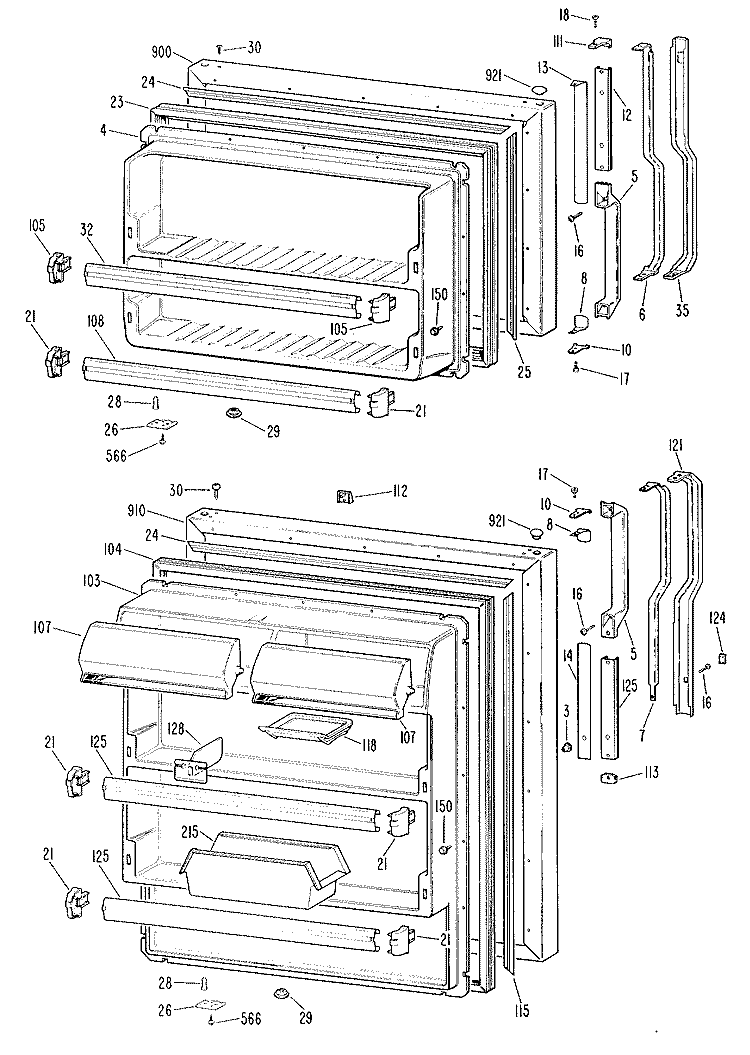 Section Diagram and Parts List for TBX18KKJR  General Electric Refrigerator