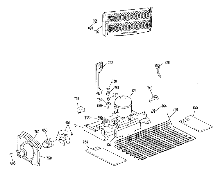 Section Diagram and Parts List for TBX18KKJR  General Electric Refrigerator
