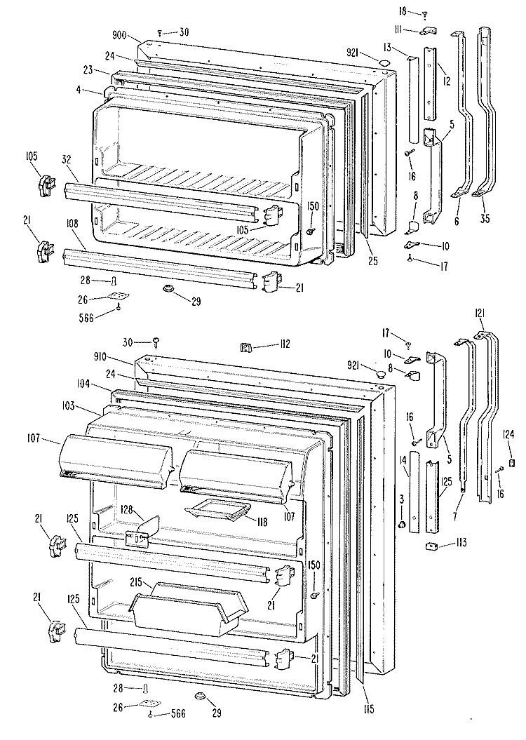 Section Diagram and Parts List for TBX18KKGR  General Electric Refrigerator