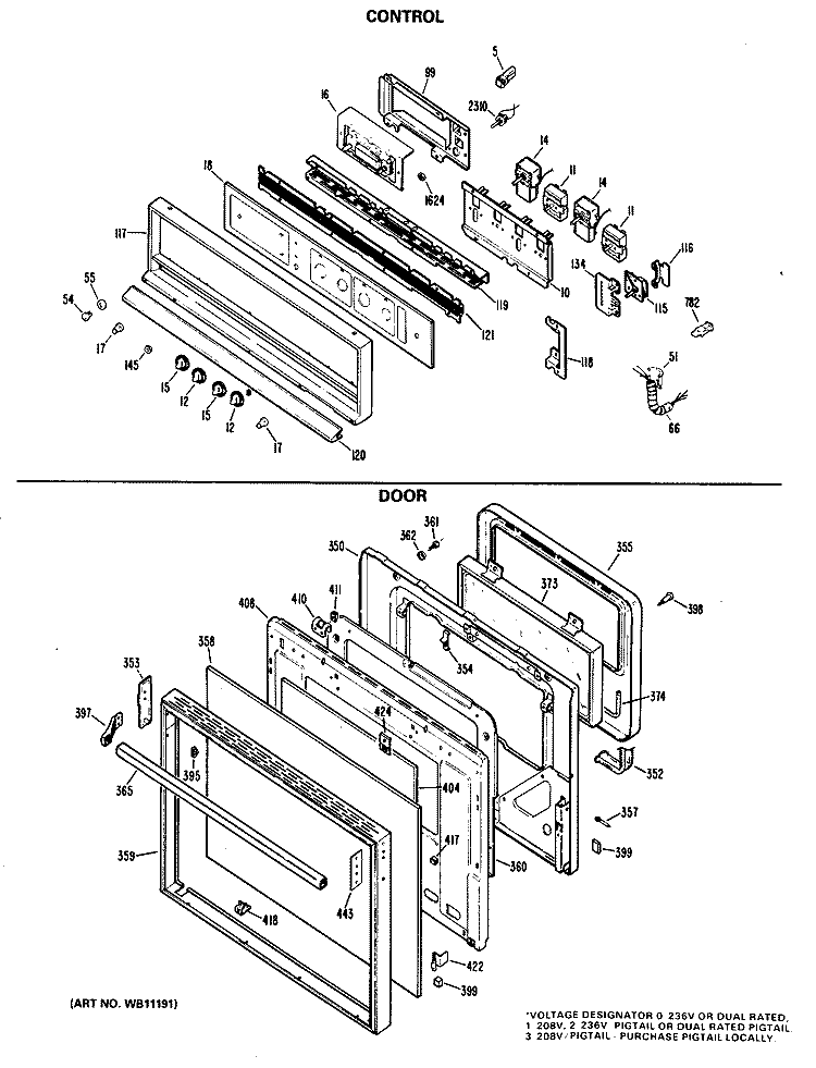 CONTROL Diagram and Parts List for JKP40G*K3  General Electric Wall Oven