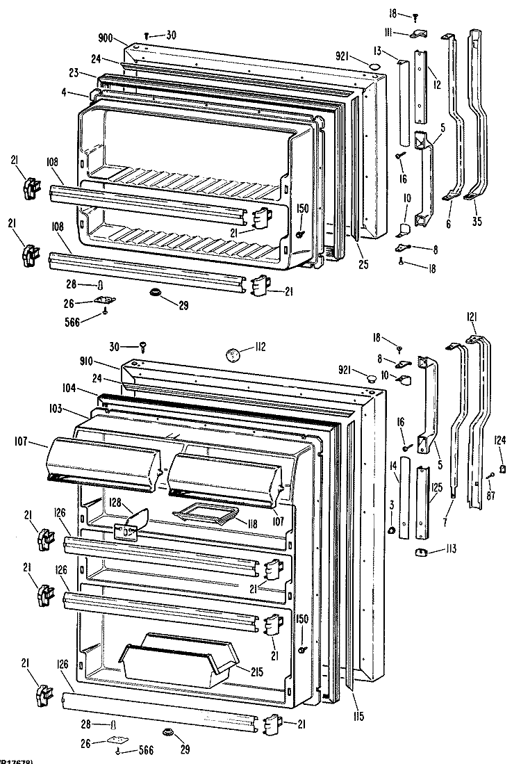 Section Diagram and Parts List for TBX18DLSRWH  General Electric Refrigerator