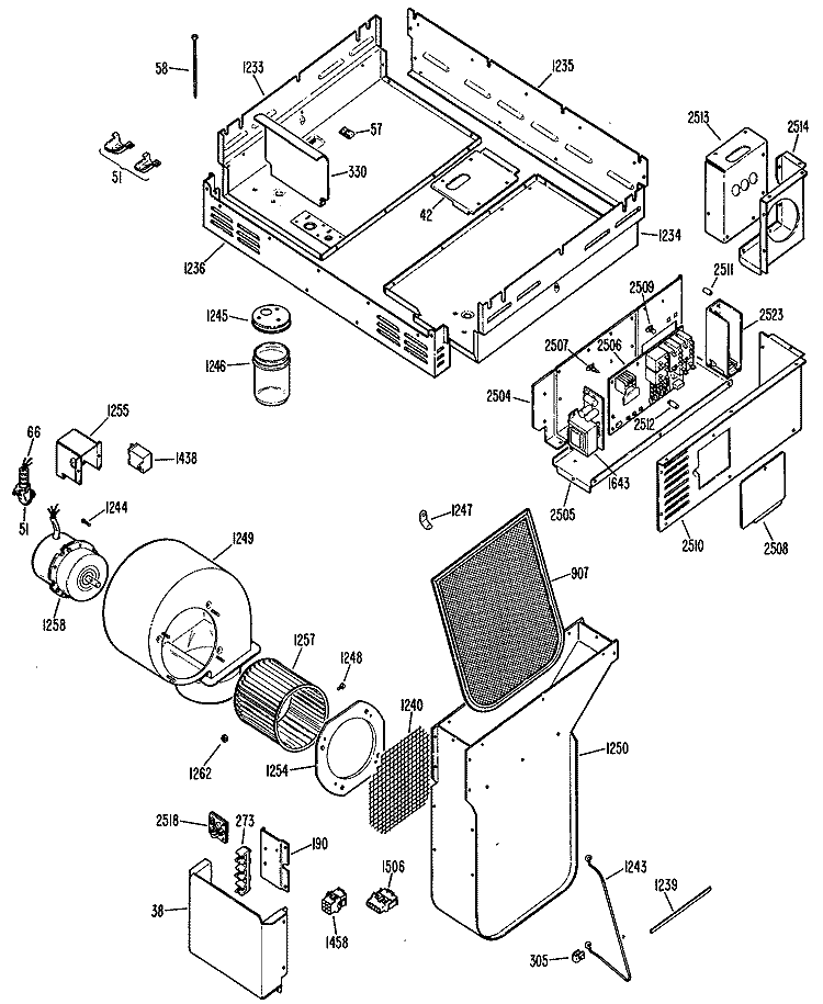 Section Diagram and Parts List for JP378B9N1  General Electric Cooktop