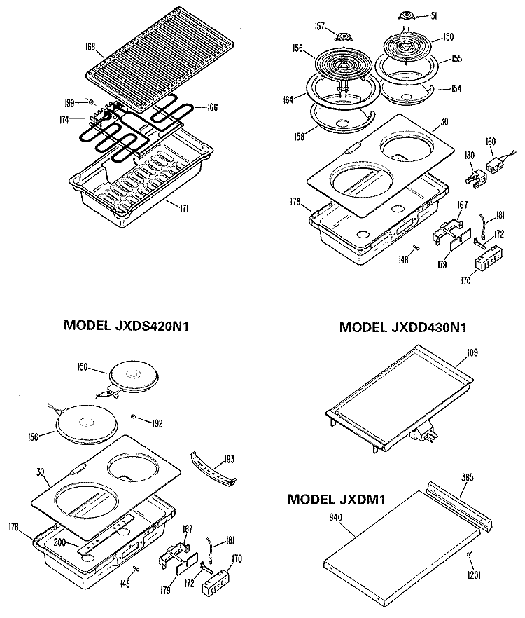ACCESSORY MODULES Diagram and Parts List for JP378B9N1  General Electric Cooktop