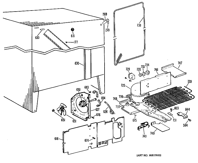 Section Diagram and Parts List for TFX20DLJ  General Electric Refrigerator