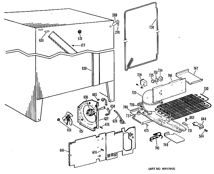 Section Diagram and Parts List for TFX20KLJ  General Electric Refrigerator
