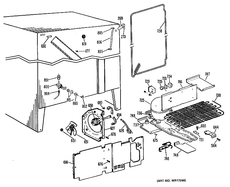 Section Diagram and Parts List for TFX20RLJ  General Electric Refrigerator