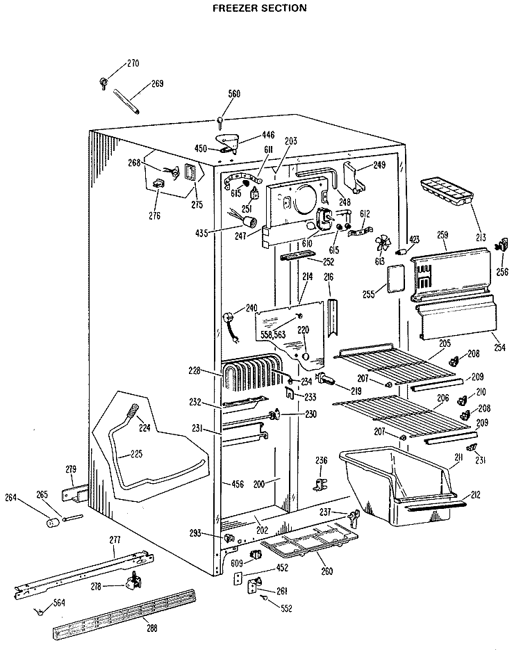 FREEZER SECTION Diagram and Parts List for TFX22KLJ  General Electric Refrigerator