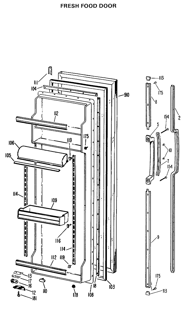 Section Diagram and Parts List for TFX24RLK  General Electric Refrigerator