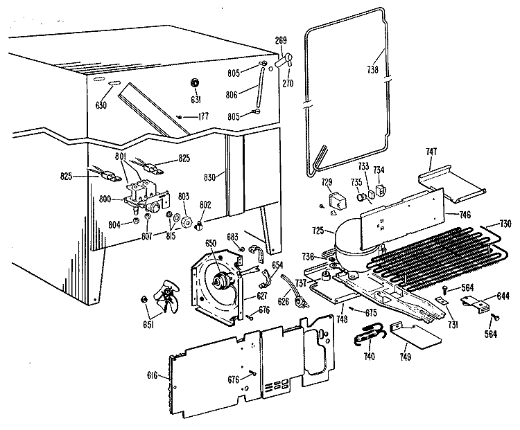 Section Diagram and Parts List for TFX24SLK  General Electric Refrigerator