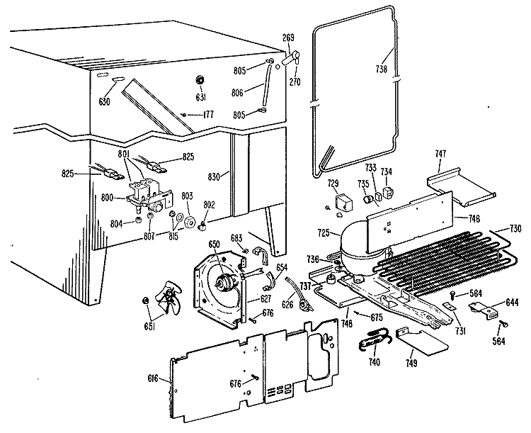 Section Diagram and Parts List for TFXW24RLK  General Electric Refrigerator