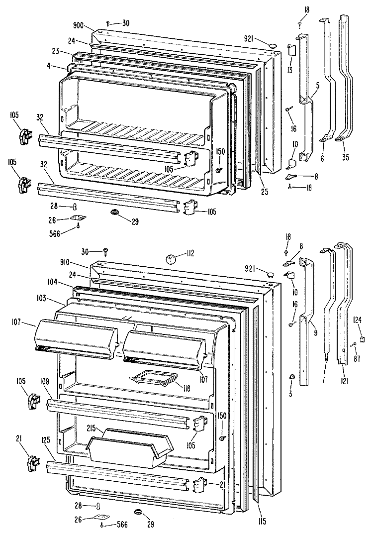 Section Diagram and Parts List for TBX18ALSLWH  General Electric Refrigerator
