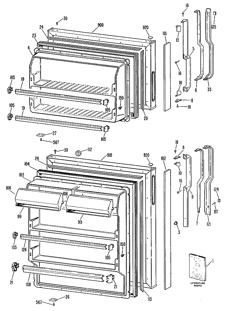 Section Diagram and Parts List for TBX14AMELAD  General Electric Refrigerator