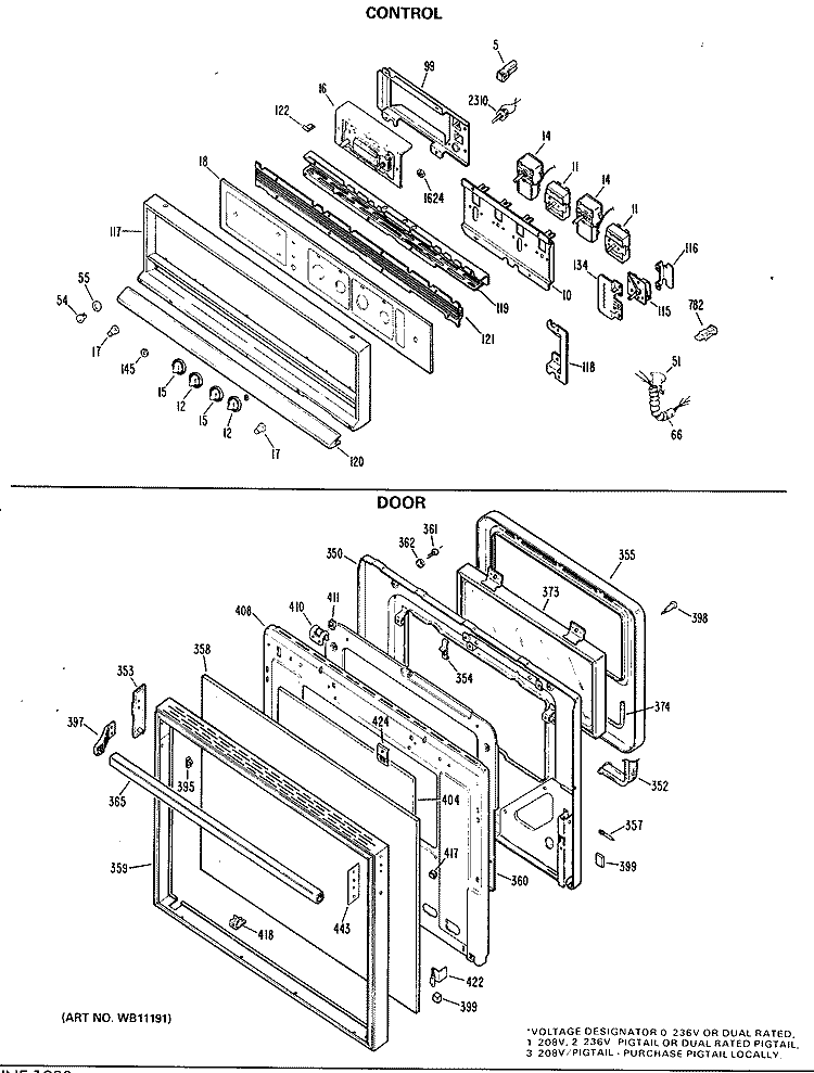 CONTROL Diagram and Parts List for JKP40G*K4  General Electric Wall Oven