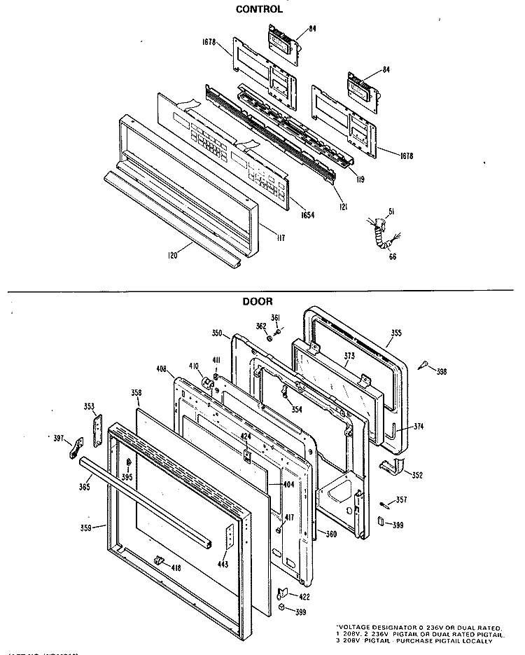 CONTROL Diagram and Parts List for JKP47G*K5  General Electric Wall Oven