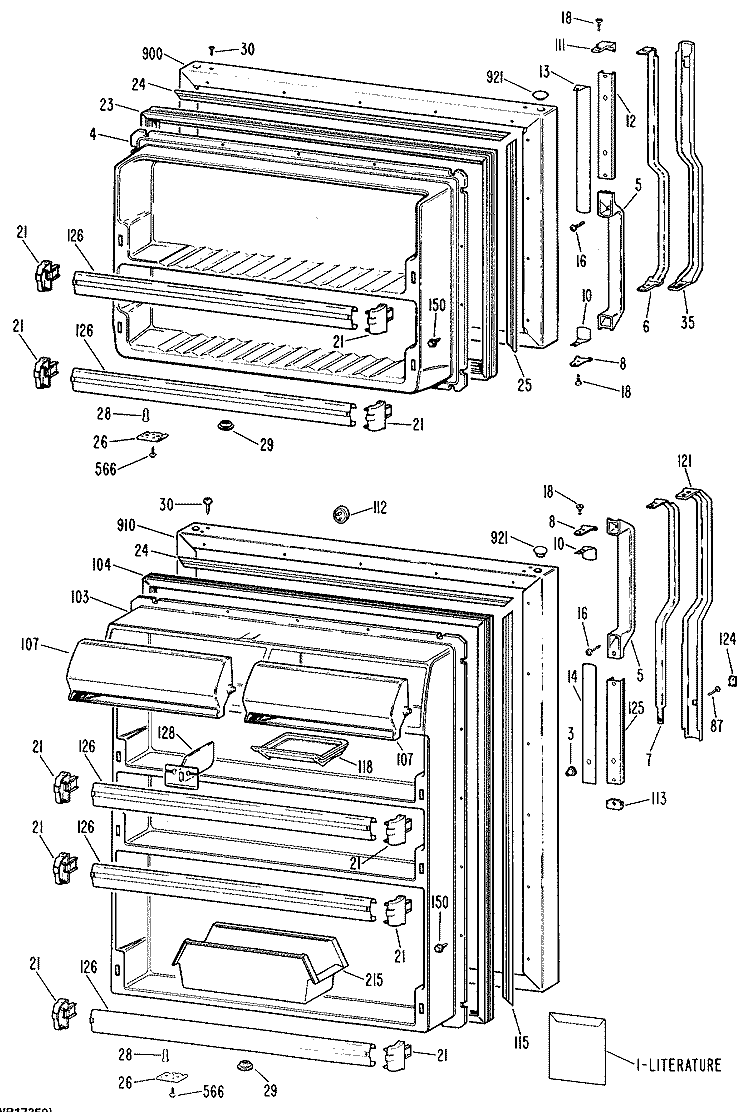 Section Diagram and Parts List for TBX21DLTRAD  General Electric Refrigerator