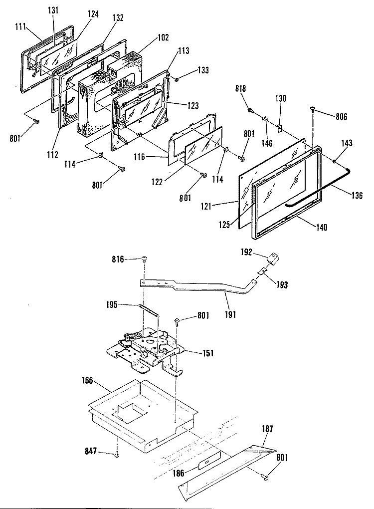 Section Diagram and Parts List for JSP50GN1  General Electric Range