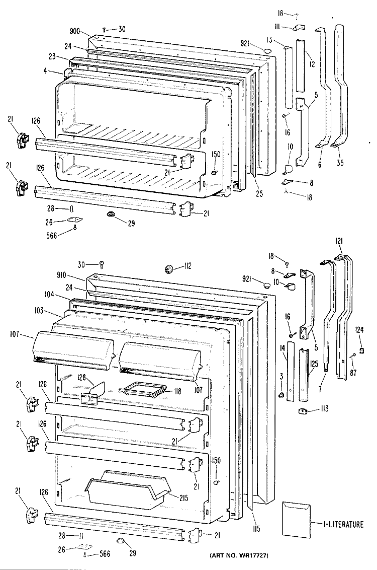 Section Diagram and Parts List for TBX21ZLRRAD  General Electric Refrigerator