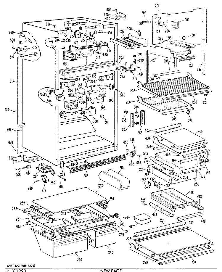 Section Diagram and Parts List for TBX25ZMRRAD  General Electric Refrigerator