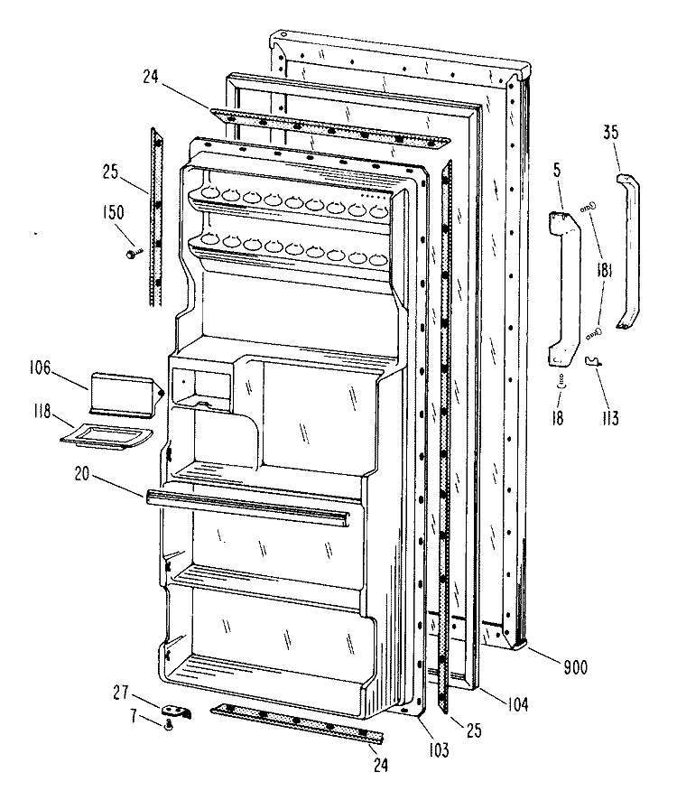 Section Diagram and Parts List for TA11SLCRWH  General Electric Refrigerator