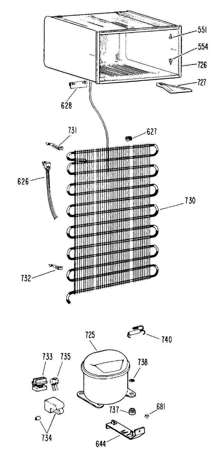Section Diagram and Parts List for TA11SLCRWH  General Electric Refrigerator