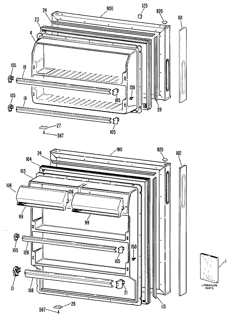 Section Diagram and Parts List for TBXY16SMELAD  General Electric Refrigerator