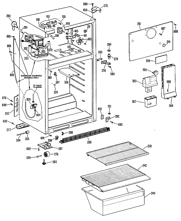 Section Diagram and Parts List for TBX14APBRWH  General Electric Refrigerator