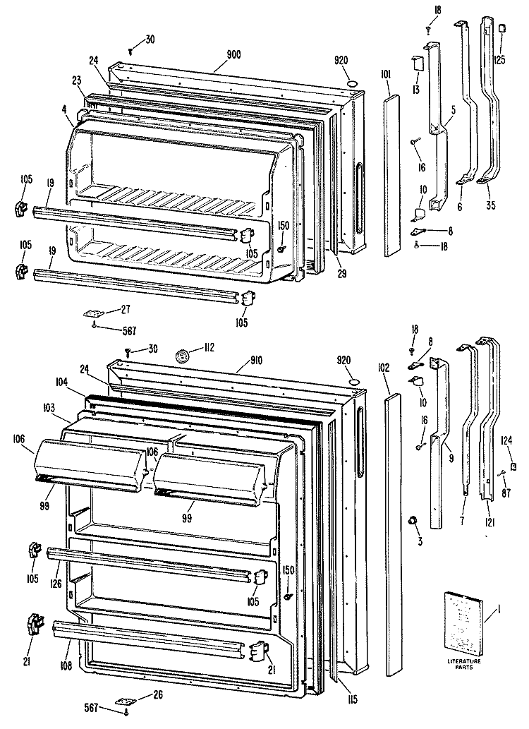 Section Diagram and Parts List for TBX16APCLWH  General Electric Refrigerator