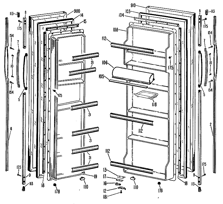 Section Diagram and Parts List for TFX20ZMA  General Electric Refrigerator
