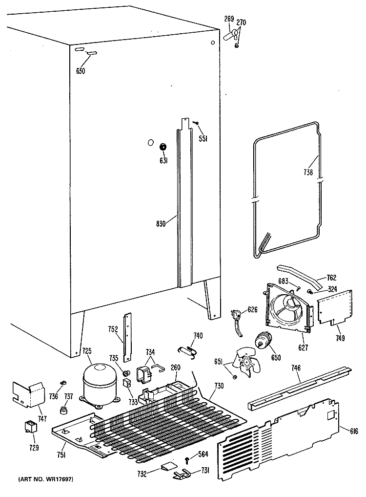 Section Diagram and Parts List for TFX20ZMA  General Electric Refrigerator