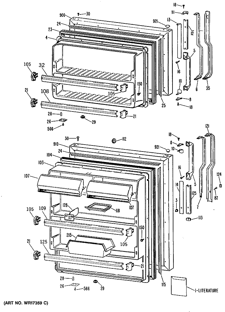 Section Diagram and Parts List for TBX18GPBRAD  General Electric Refrigerator