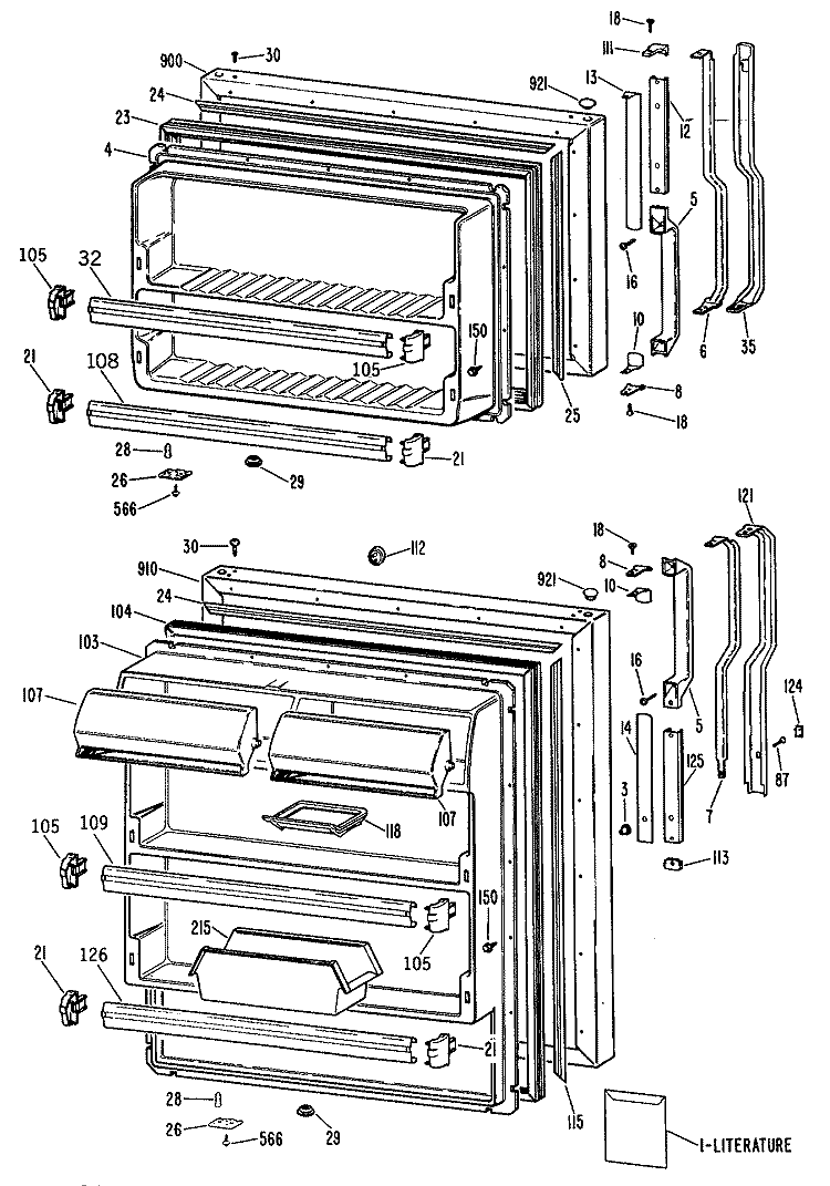 Section Diagram and Parts List for TBX18WPBRAD  General Electric Refrigerator