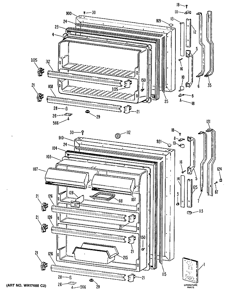 Section Diagram and Parts List for TBX21ZPJRWH  General Electric Refrigerator