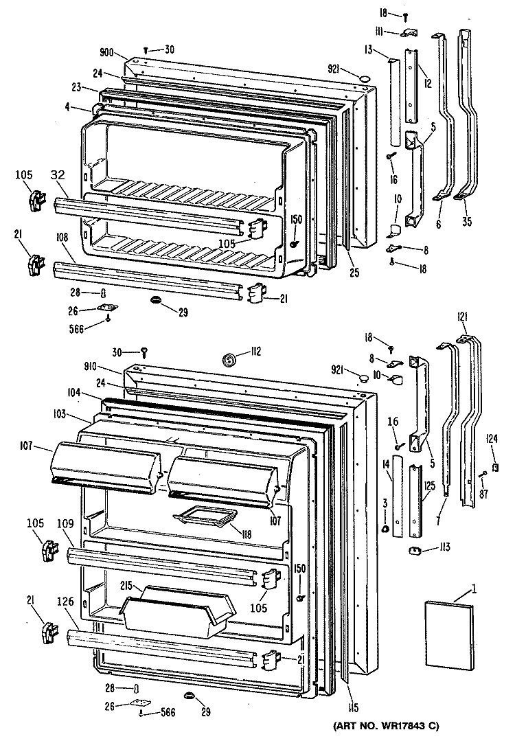 Section Diagram and Parts List for TBX18DPBRAD  General Electric Refrigerator