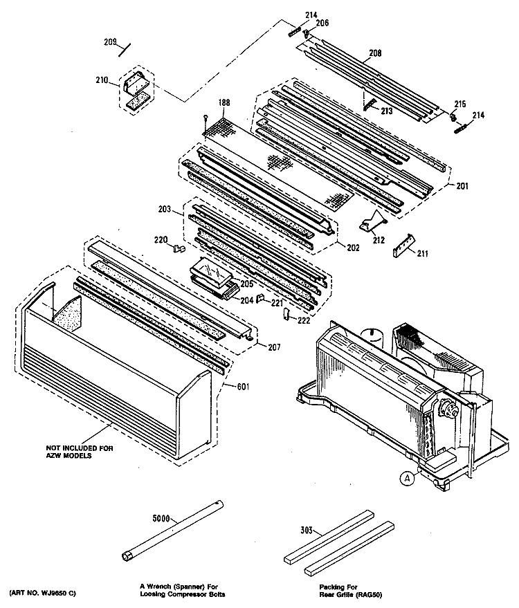 Section Diagram and Parts List for AZR212EDV4  General Electric Air Conditioner