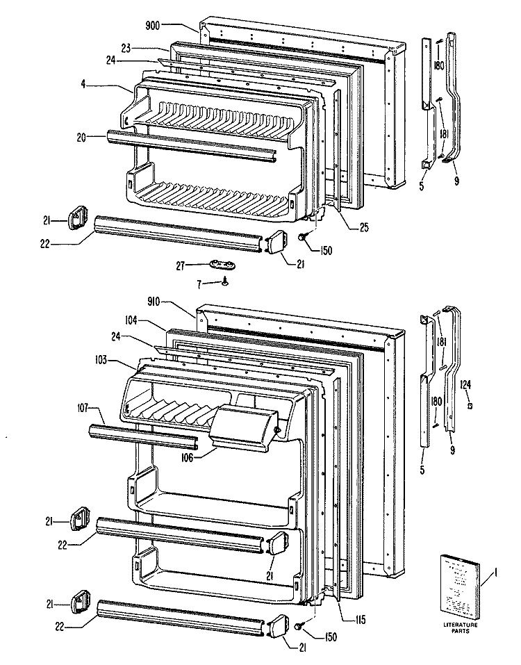 Section Diagram and Parts List for TB13SPFLAD  General Electric Refrigerator
