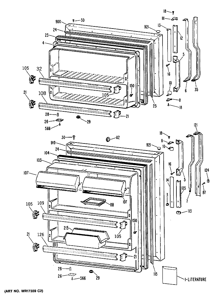 Section Diagram and Parts List for TBX18TPBRAD  General Electric Refrigerator