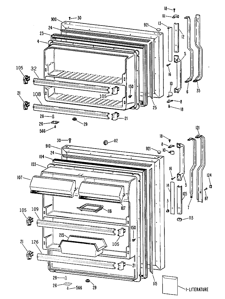 Section Diagram and Parts List for TBX21GPBRAD  General Electric Refrigerator