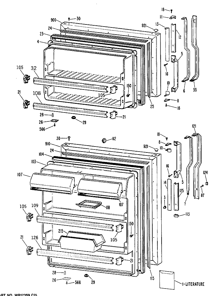 Section Diagram and Parts List for TBX21DPBRWH  General Electric Refrigerator