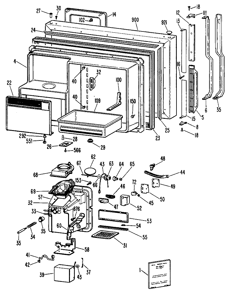 Section Diagram and Parts List for TBXW25FPLRWH  General Electric Refrigerator